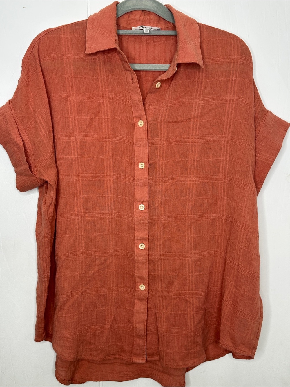 Madewell Rust Button-Front Short-Sleeve Shirt